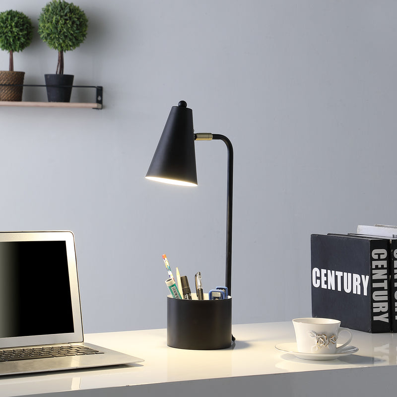19.5" In Student Black Metal Task Desk Lamp W/ Organizer-zoom-