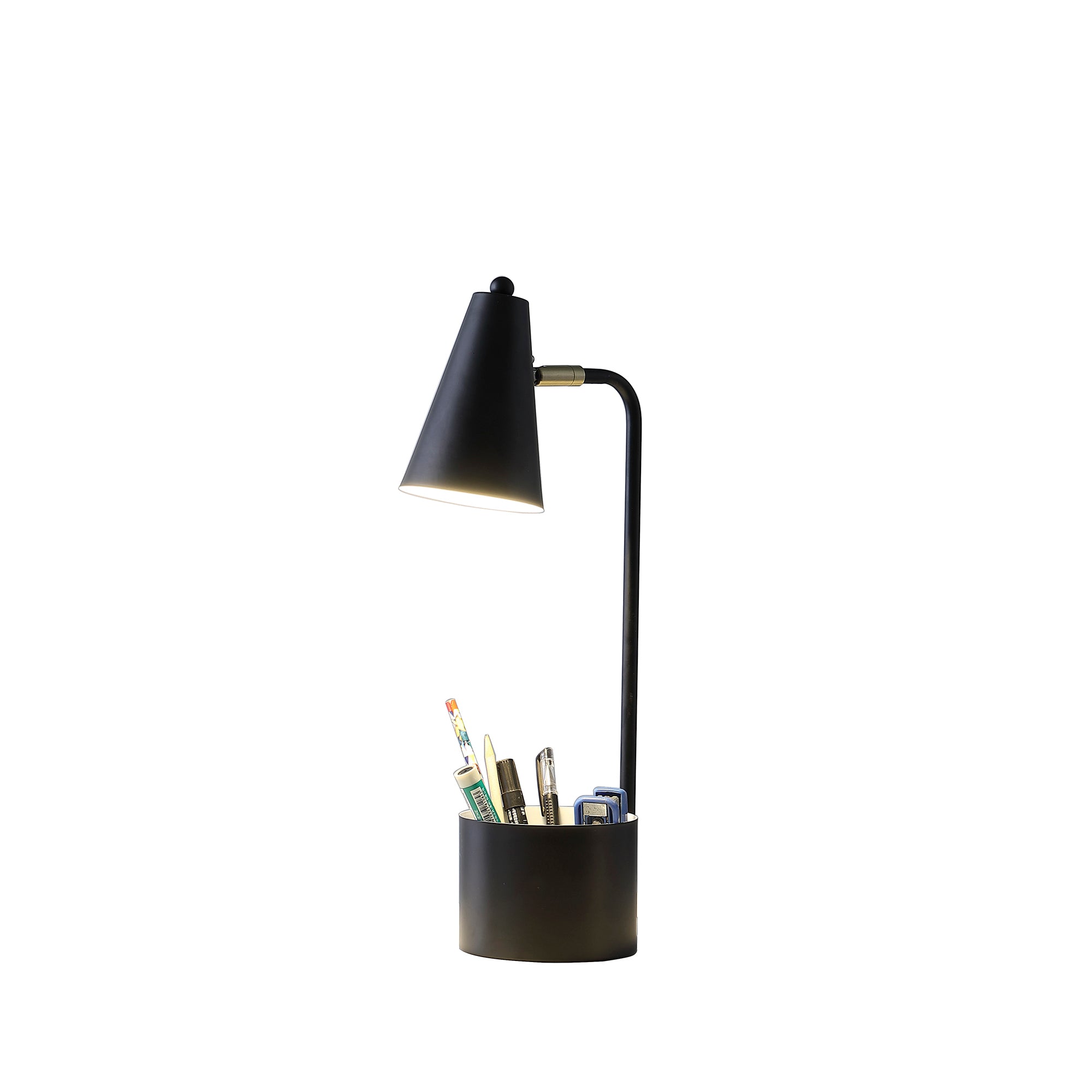 19.5" In Student Black Metal Task Desk Lamp W/ Organizer-zoom-2