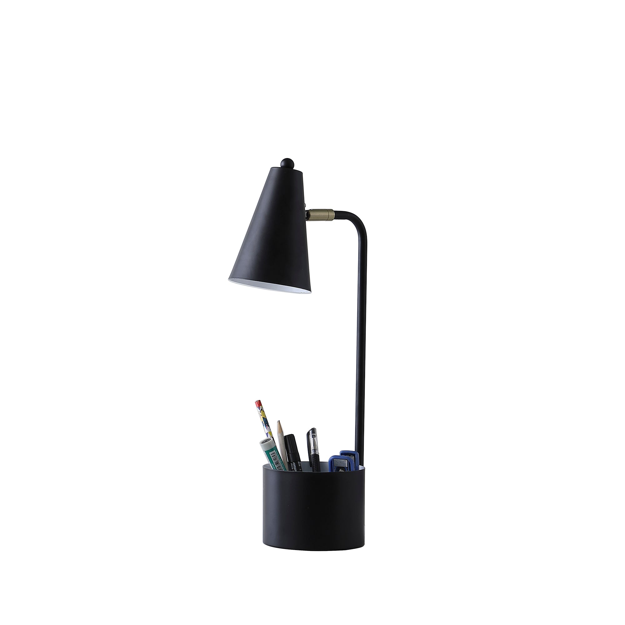 19.5" In Student Black Metal Task Desk Lamp W/ Organizer-zoom-1
