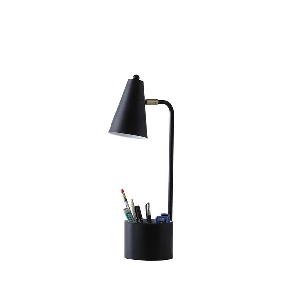 19.5 In Student Black Metal Task Desk Lamp W/ Organizer