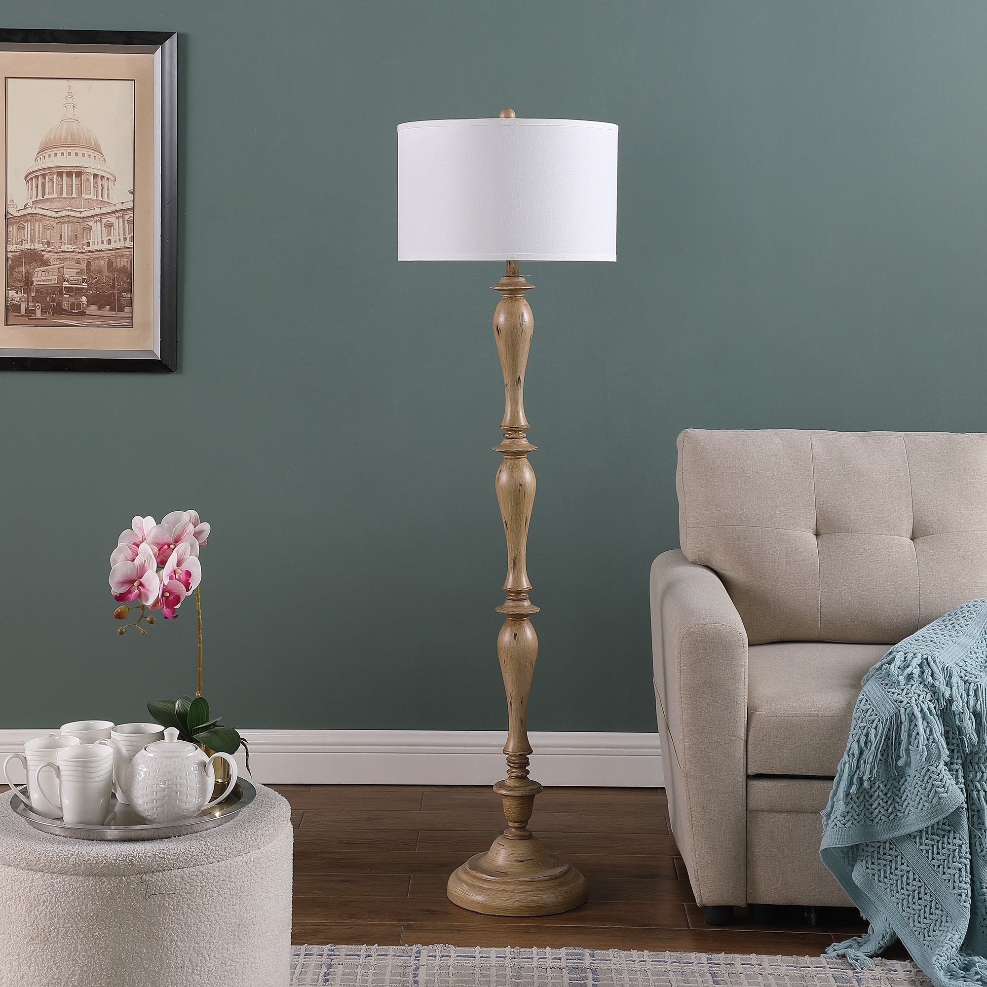 61.5" In Coastal Wood Effect Polyresin Floor Lamp-zoom-3