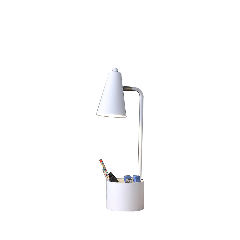 19.5" In Student White Metal Task Desk Lamp W/ Organizer-zoom-