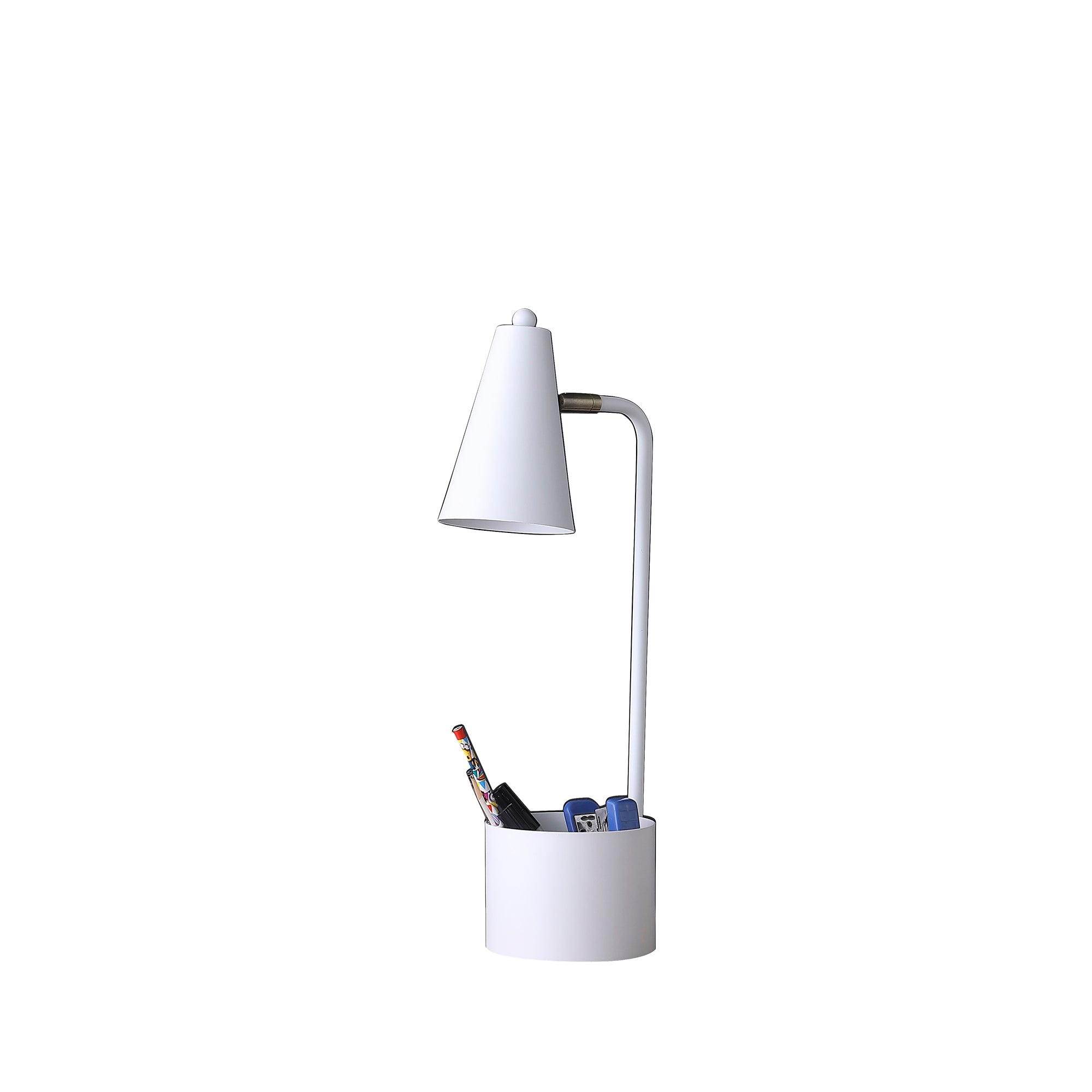 19.5" In Student White Metal Task Desk Lamp W/ Organizer-zoom-1