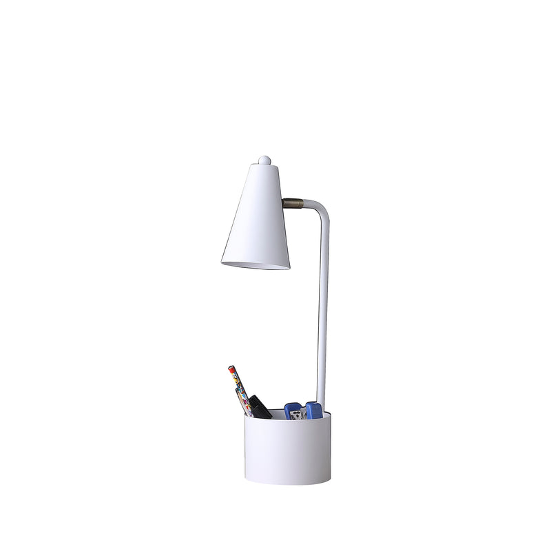 19.5" In Student White Metal Task Desk Lamp W/ Organizer-zoom-