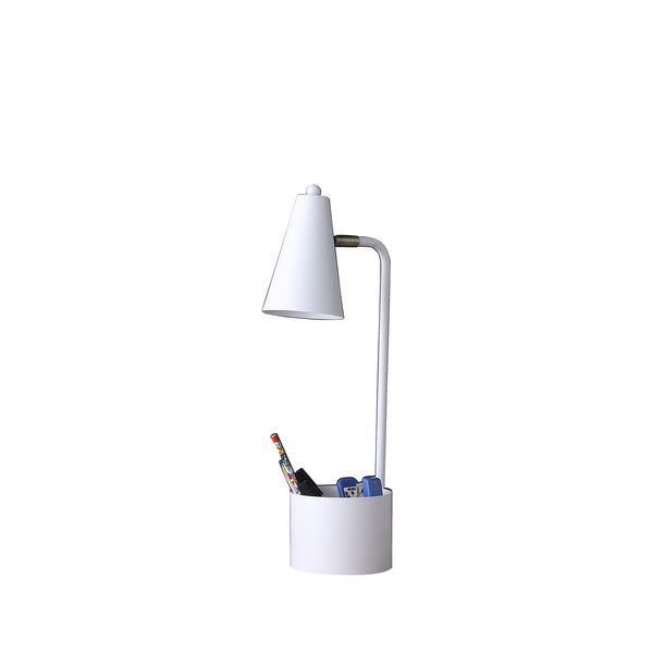 19.5 In Student White Metal Task Desk Lamp W/ Organizer