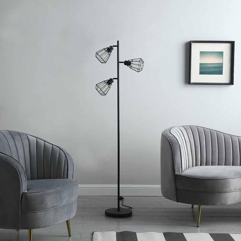 65" In Adjustable Cage Shade Industrial Farmhouse Metal Floor Lamp-zoom-