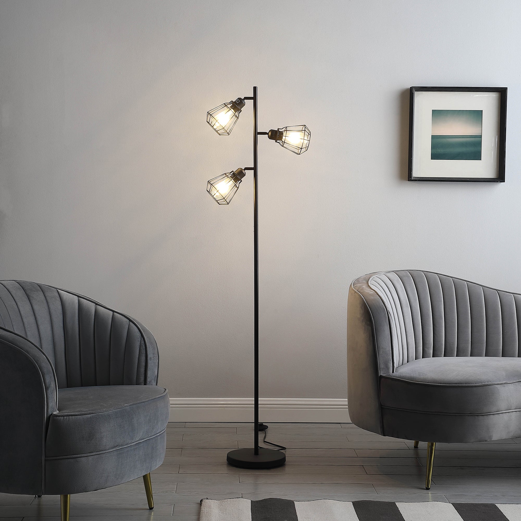 65" In Adjustable Cage Shade Industrial Farmhouse Metal Floor Lamp-zoom-4