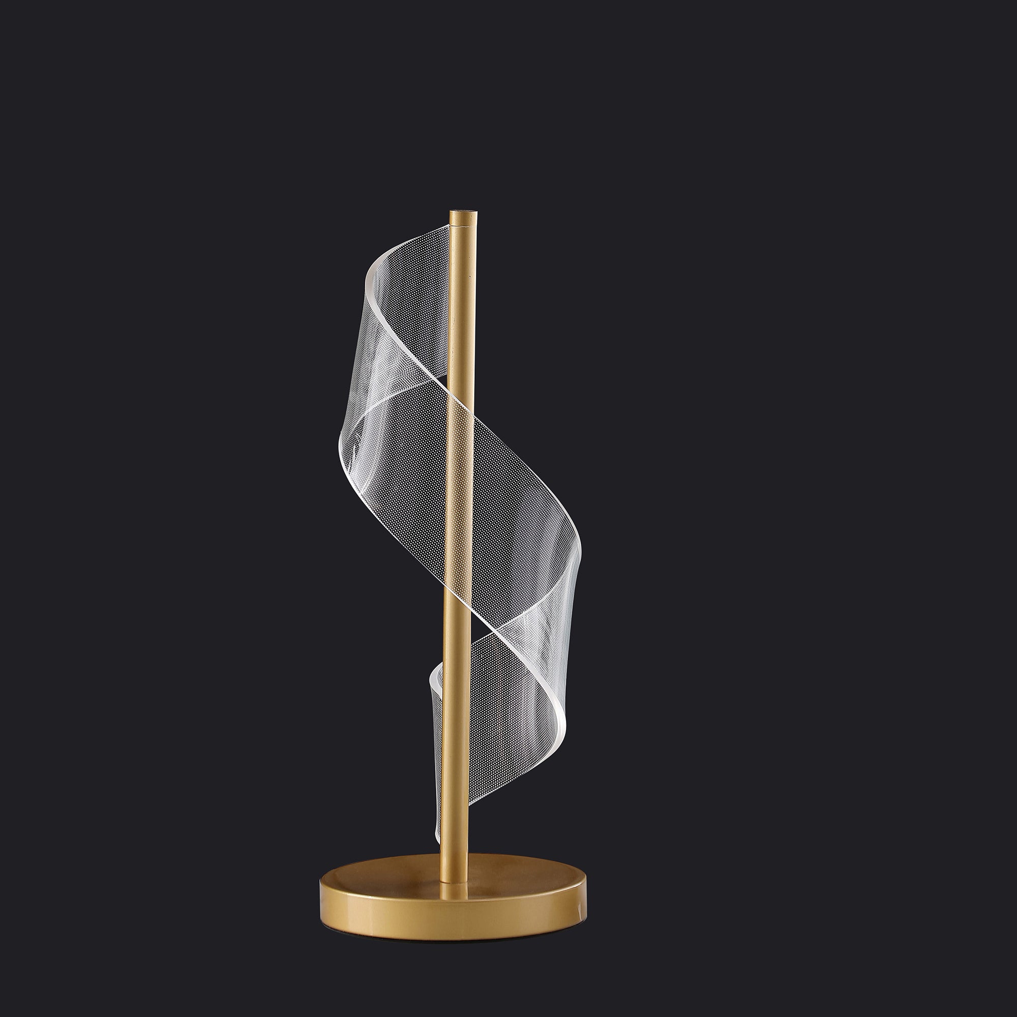 18.75" In Dinamo Modern "S" Wave Swirl Acrylic Led Brushed Gold Table Lamp-zoom-5