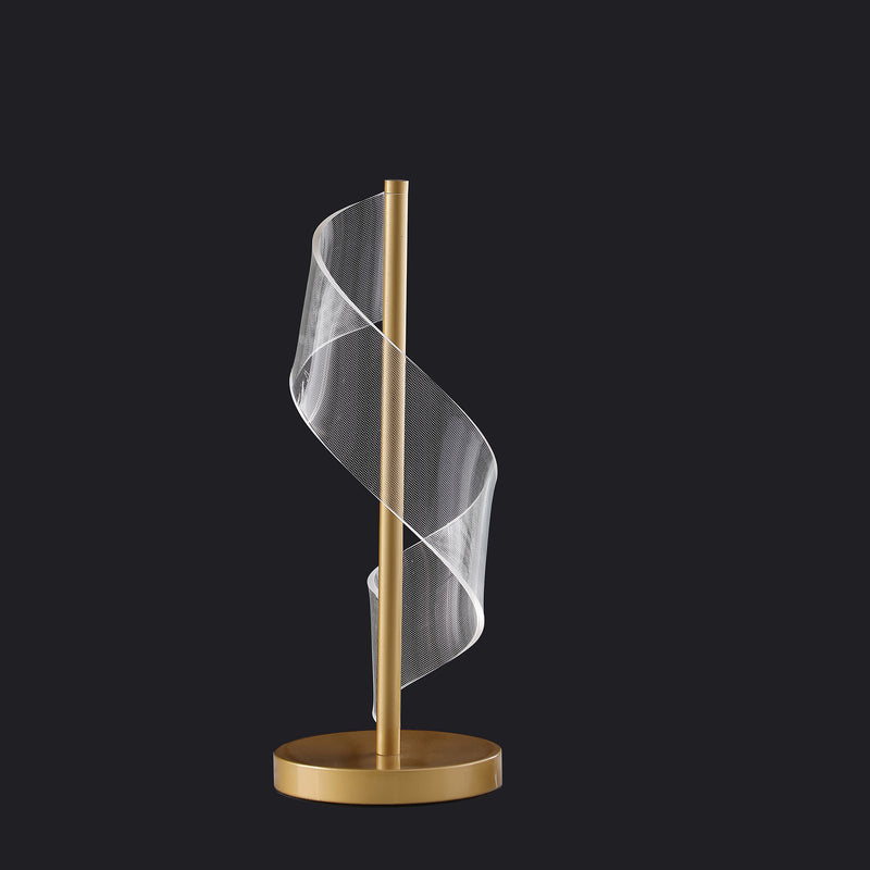 18.75" In Dinamo Modern "S" Wave Swirl Acrylic Led Brushed Gold Table Lamp-zoom-