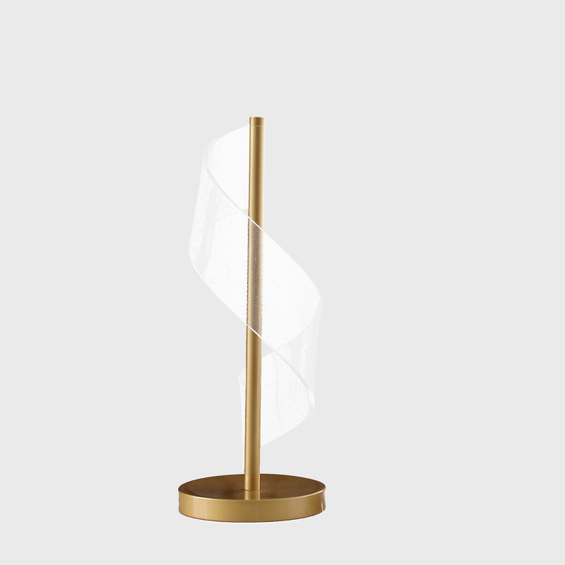 18.75" In Dinamo Modern "S" Wave Swirl Acrylic Led Brushed Gold Table Lamp-zoom-
