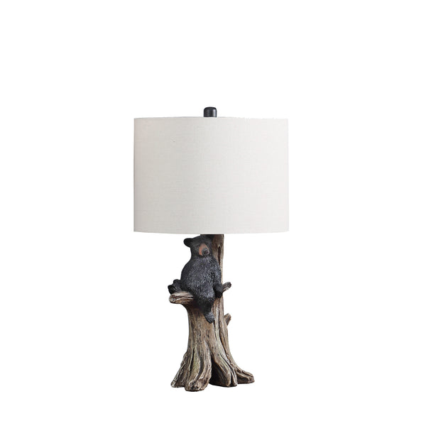 24.75 In Black Bear On A Tree Polyresin Table Lamp