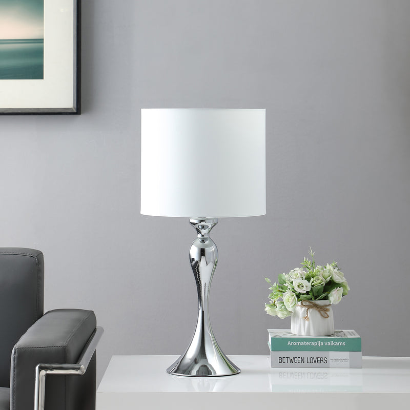 24.5" In Bailey Dark Silver Chrome Modern Candlestick Metal Table Lamp-zoom-