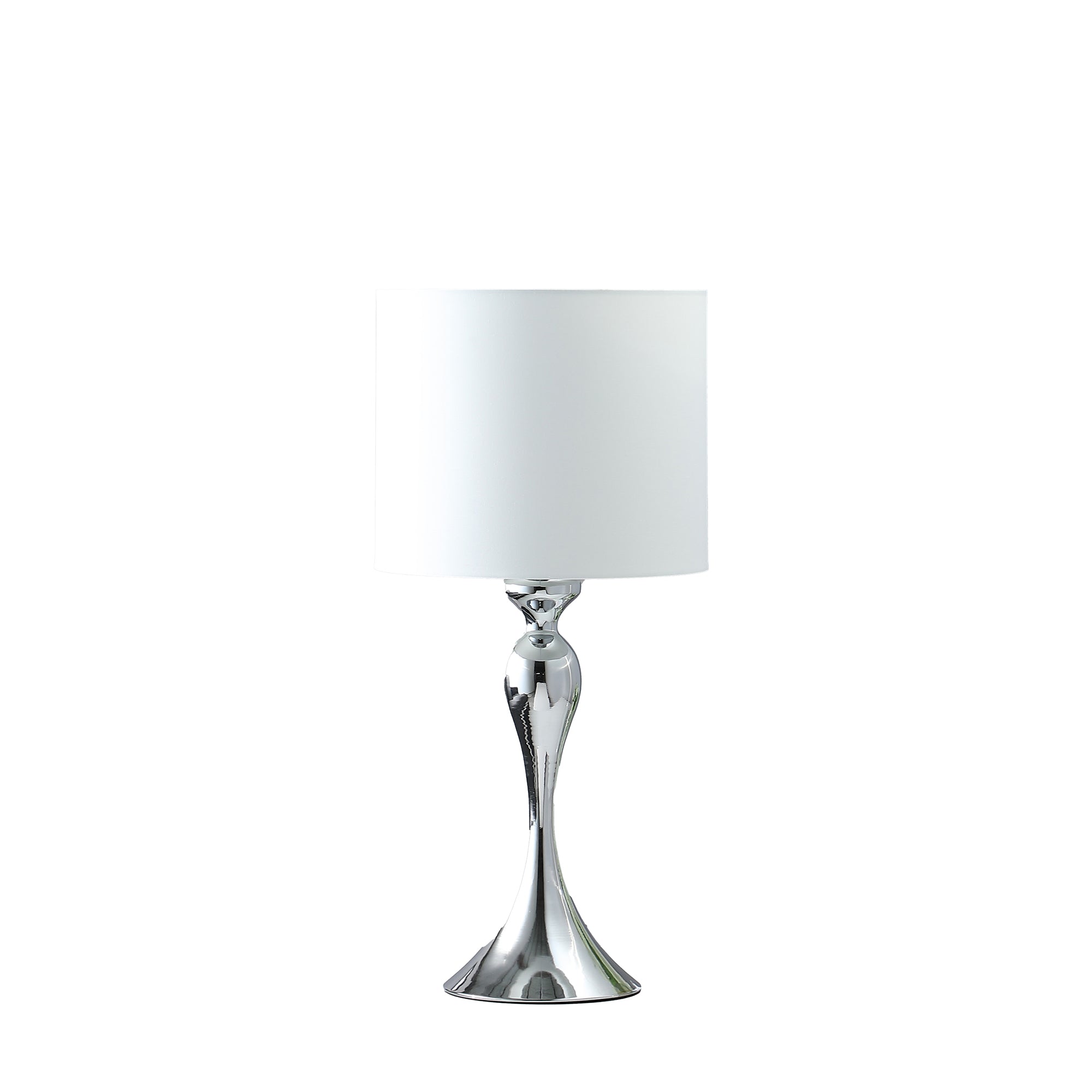 24.5" In Bailey Dark Silver Chrome Modern Candlestick Metal Table Lamp-zoom-1