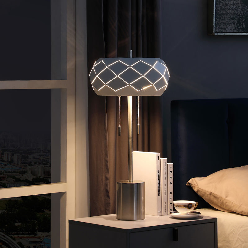 28" In Legeme Mid Century Danish 2-light Steel Pull Chain Table Lamps-zoom-