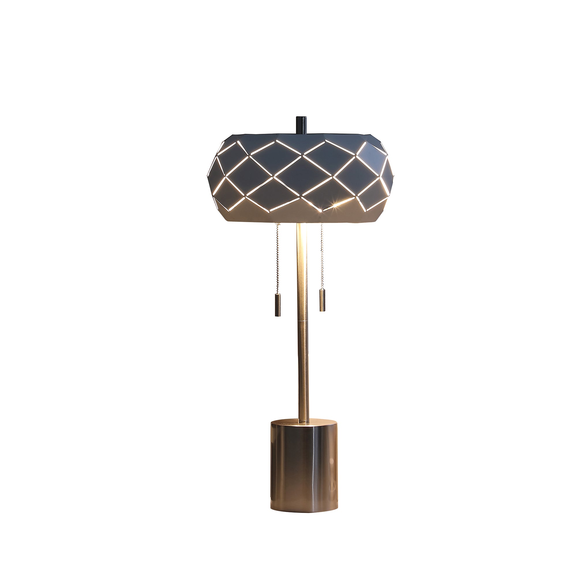 28" In Legeme Mid Century Danish 2-light Steel Pull Chain Table Lamps-zoom-2