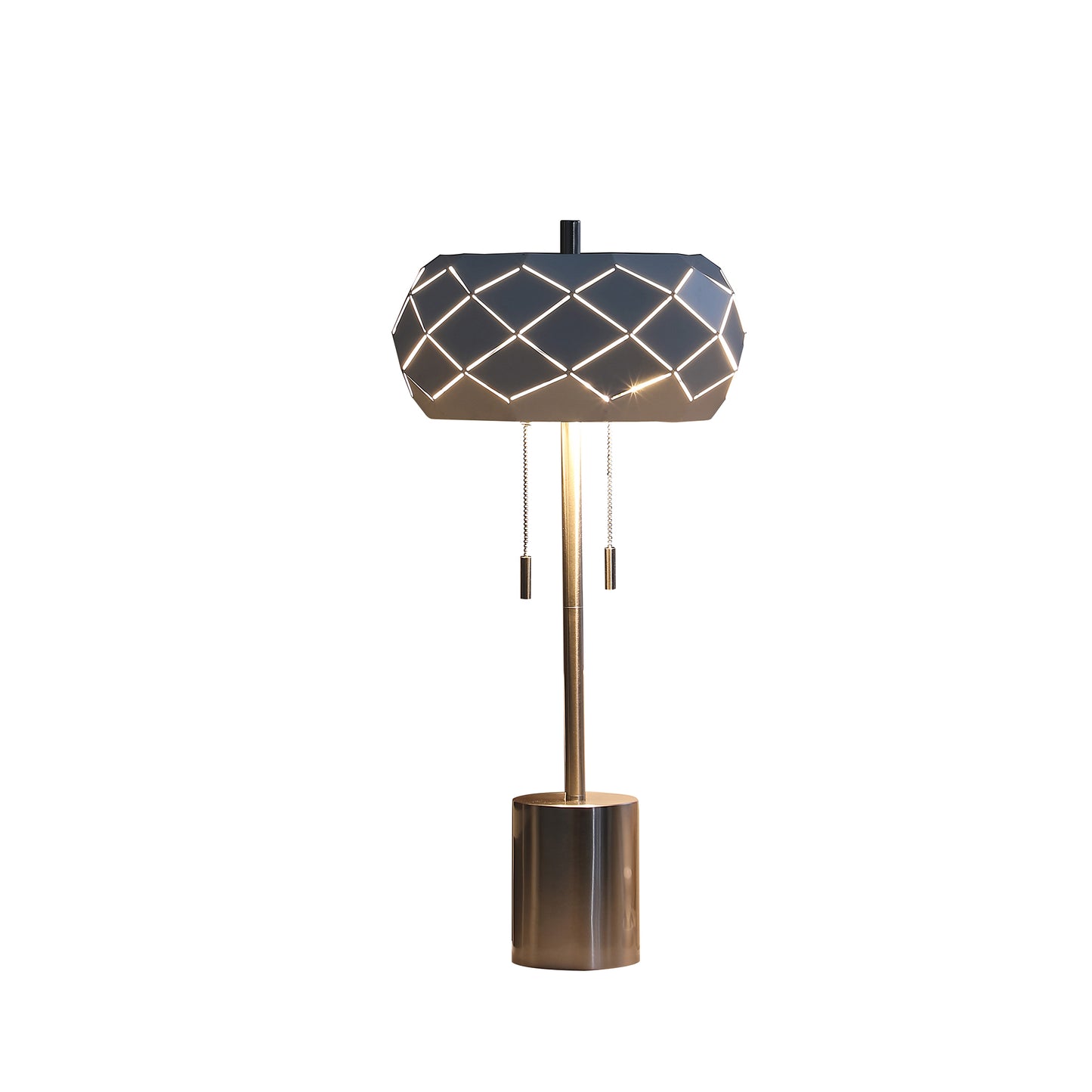 28" In Legeme Mid Century Danish 2-light Steel Pull Chain Table Lamps