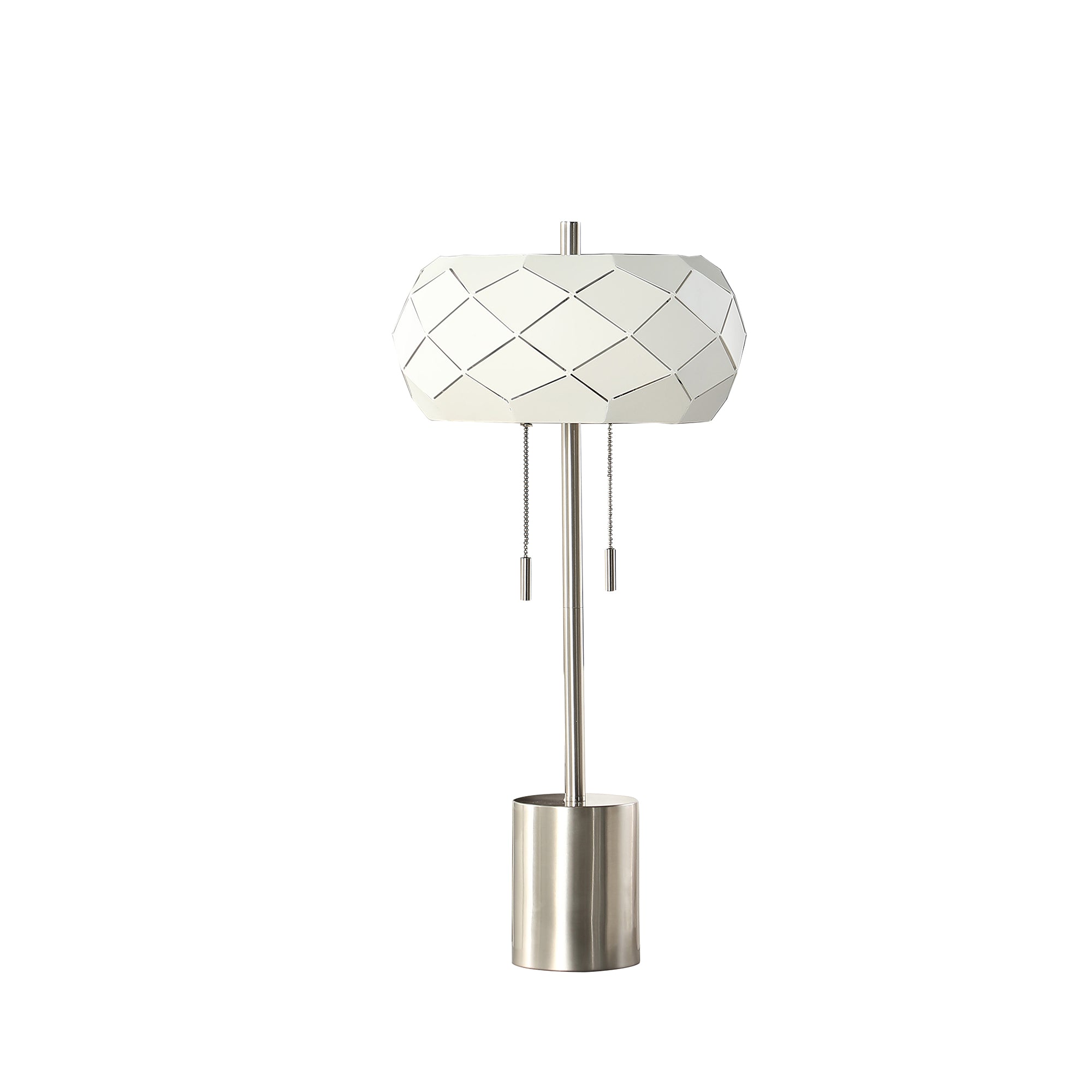 28" In Legeme Mid Century Danish 2-light Steel Pull Chain Table Lamps