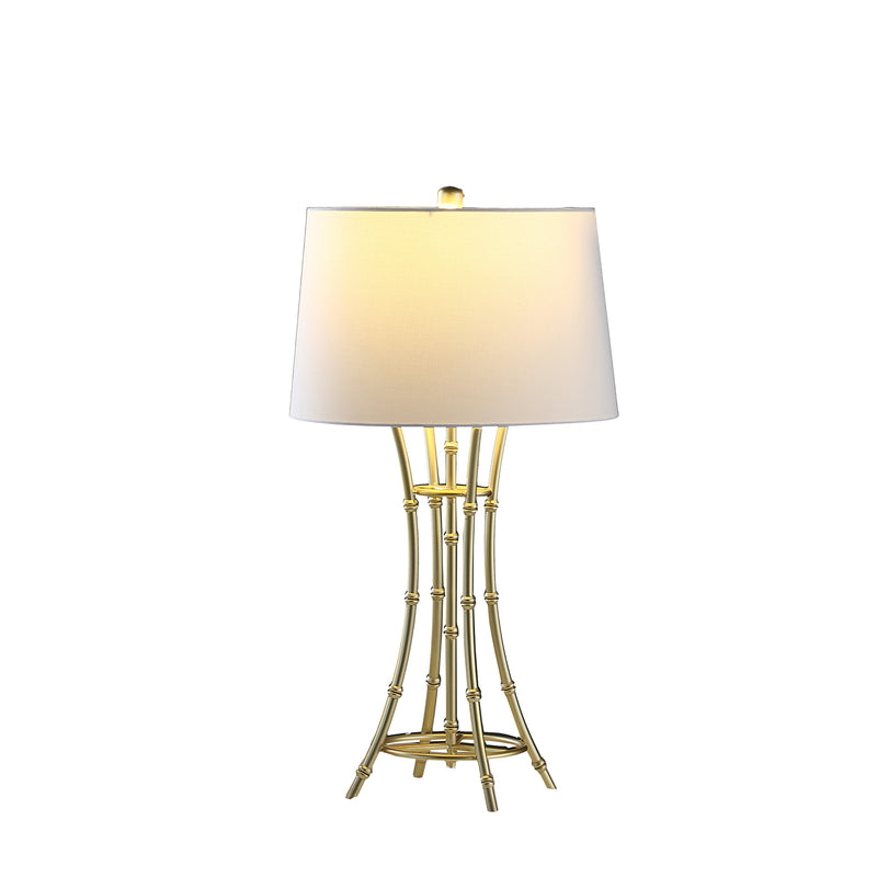 29.25" In Kiara Modern Satin Brushed Gold Bamboo Metal Table Lamp-zoom-