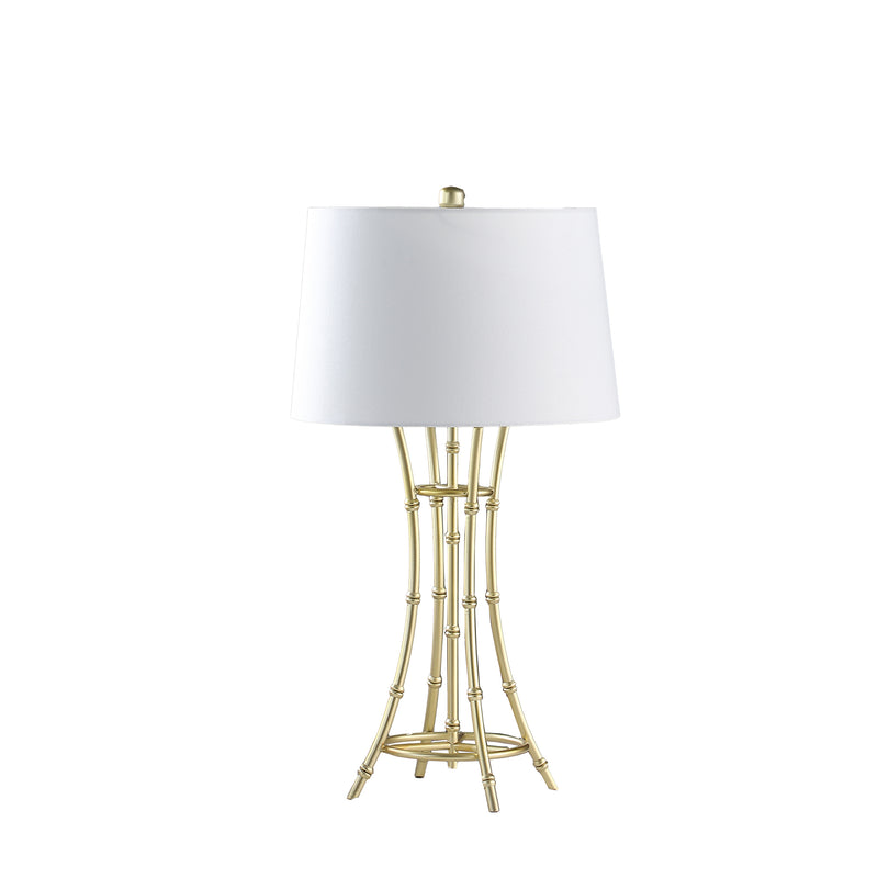 29.25" In Kiara Modern Satin Brushed Gold Bamboo Metal Table Lamp-zoom-