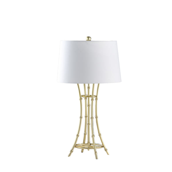 29.25 In Kiara Modern Satin Brushed Gold Bamboo Metal Table Lamp