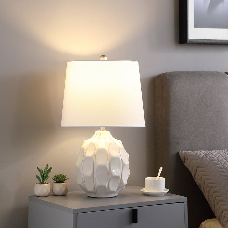 21.75" In Coastal Seaside Cream/taupe Trim Cascade Scallop Ceramic Table Lamp-zoom-