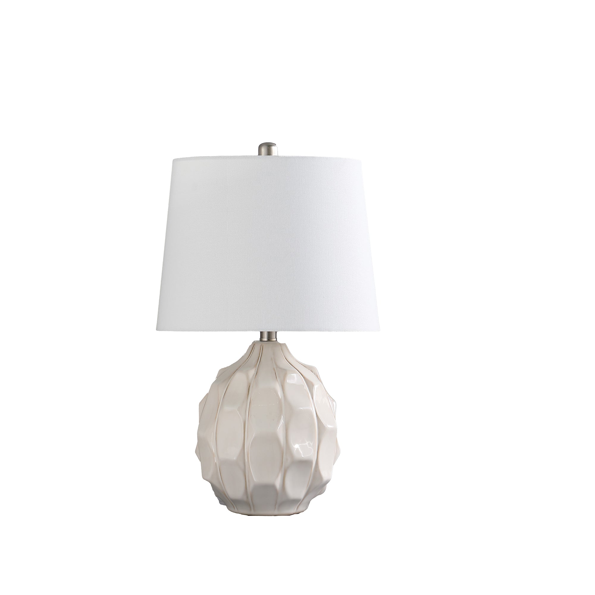 21.75" In Coastal Seaside Cream/taupe Trim Cascade Scallop Ceramic Table Lamp-zoom-1