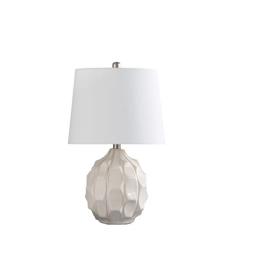 21.75" In Coastal Seaside Cream/taupe Trim Cascade Scallop Ceramic Table Lamp