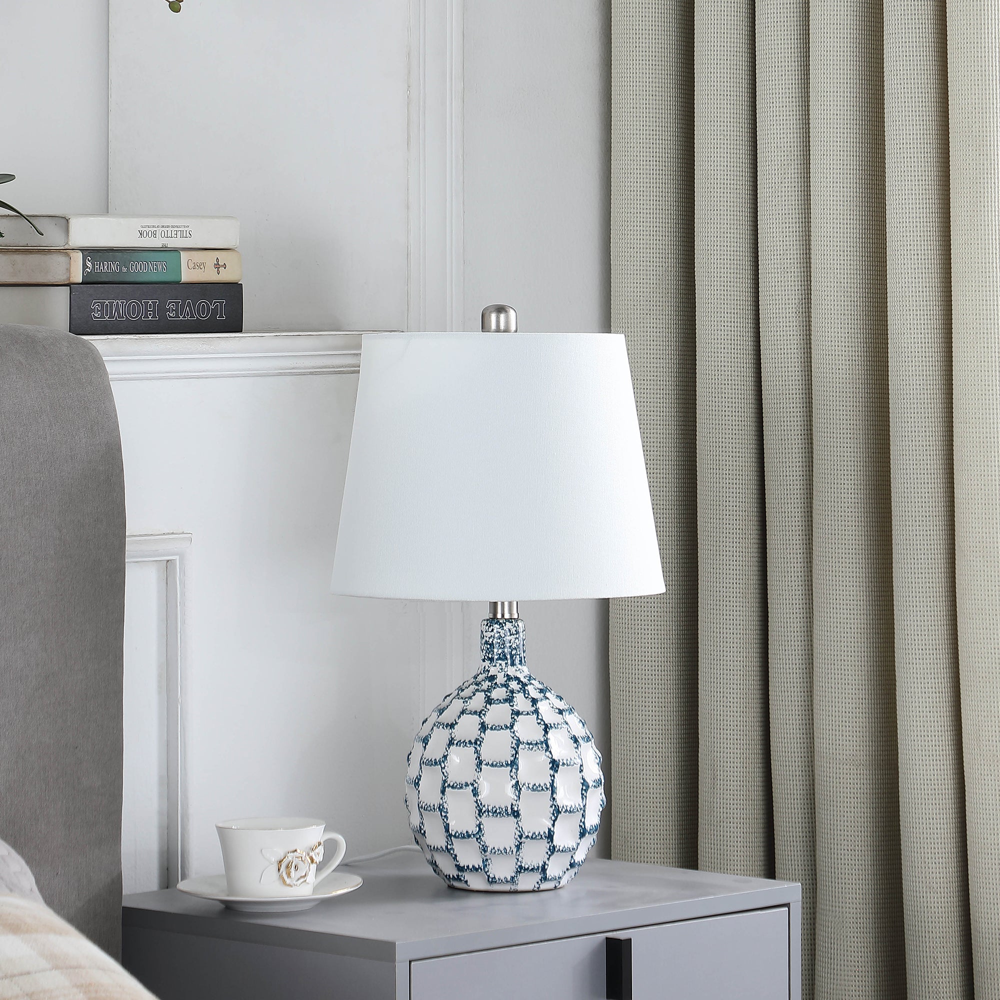 19.5" In Marin Coastal Beachside Blue Green/white Ceramic Table Lamp-zoom-3