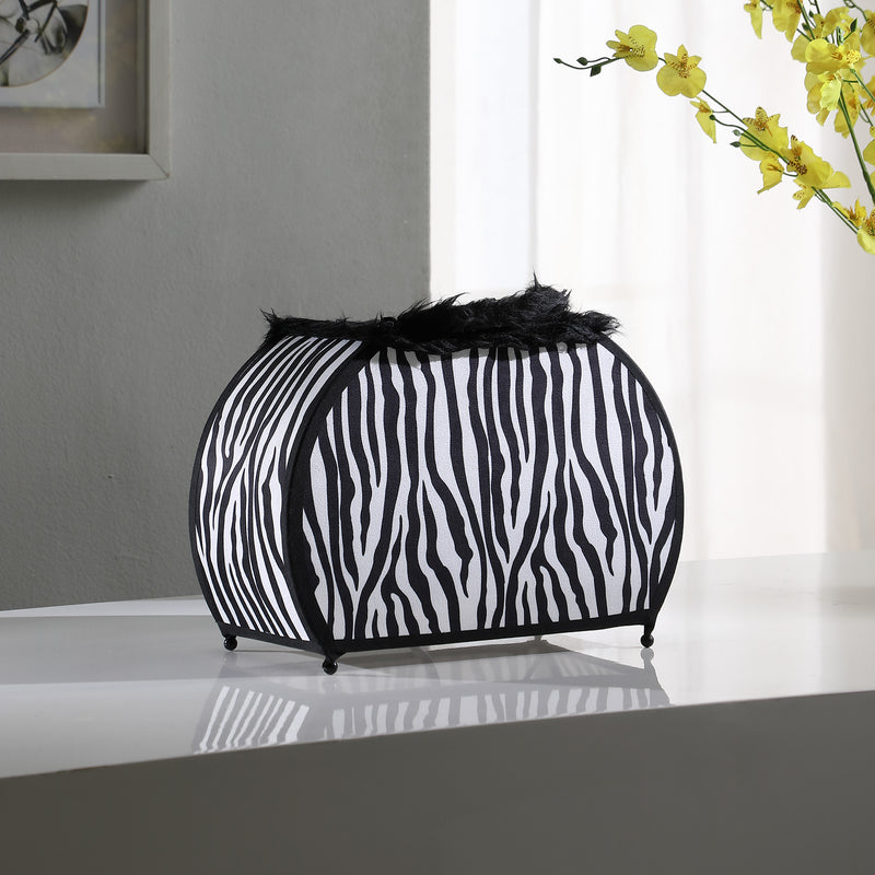 11.75" In Zebra Animal Print Purse W/ Black Faux Handle Table Lamp-zoom-