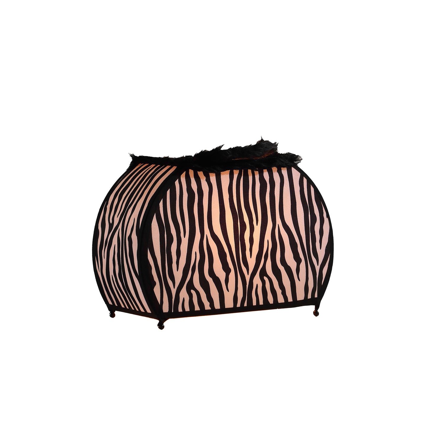 11.75" In Zebra Animal Print Purse W/ Black Faux Handle Table Lamp