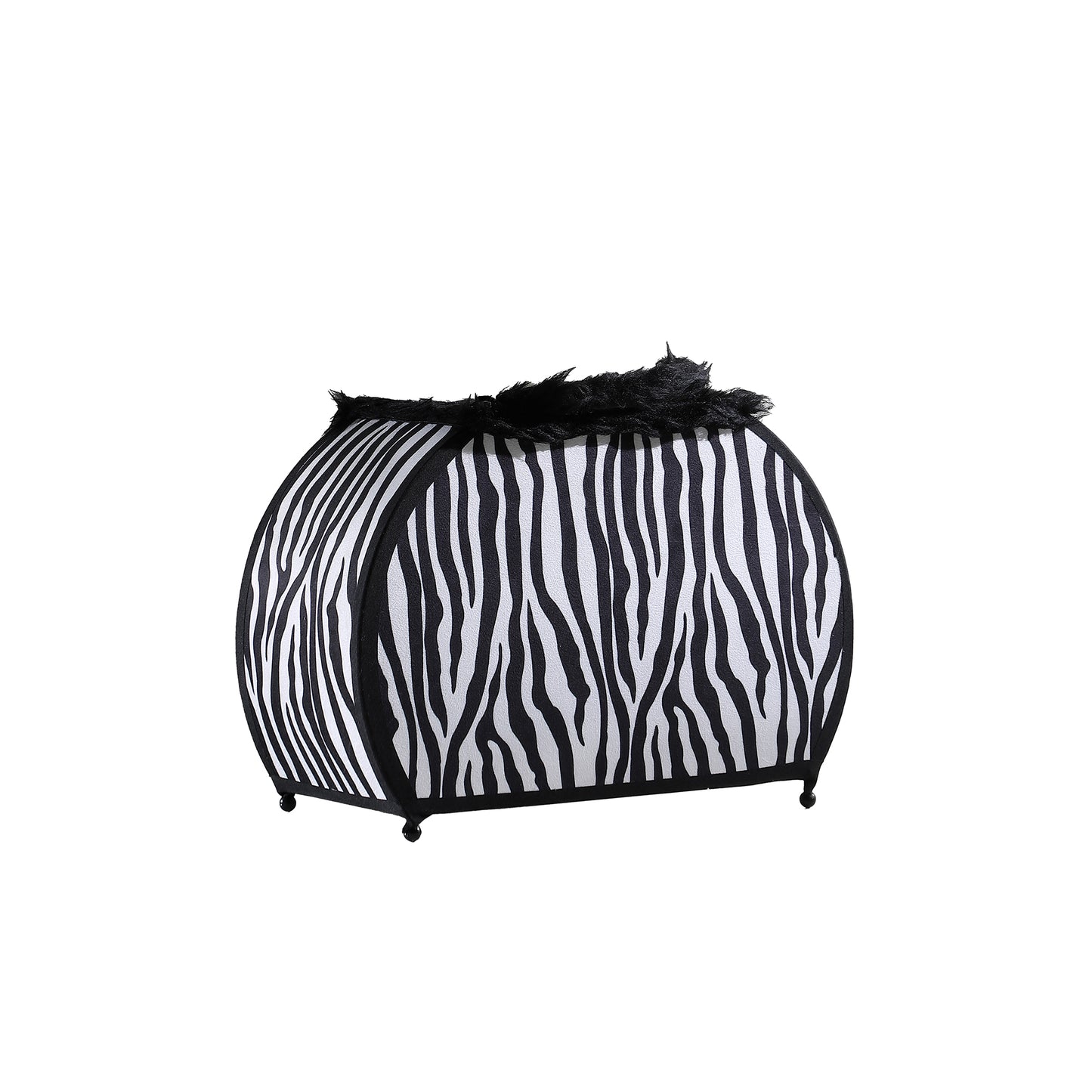 11.75" In Zebra Animal Print Purse W/ Black Faux Handle Table Lamp