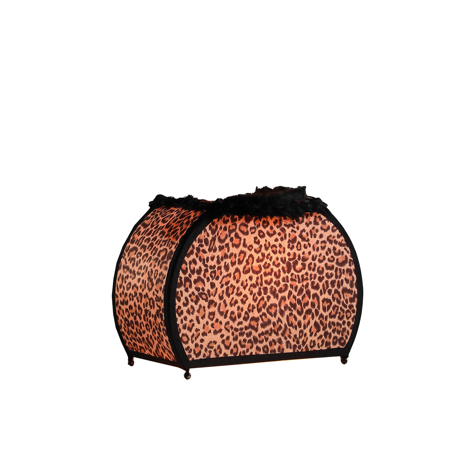 11.75" In Leopard Animal Print Purse W/ Black Faux Handle Table Lamp