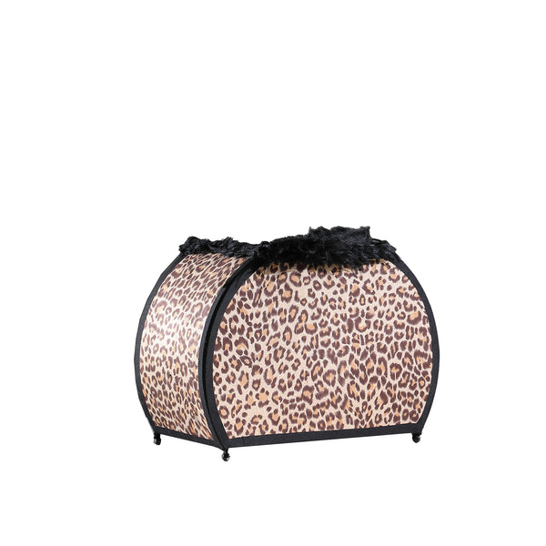 11.75 In Leopard Animal Print Purse W/ Black Faux Handle Table Lamp