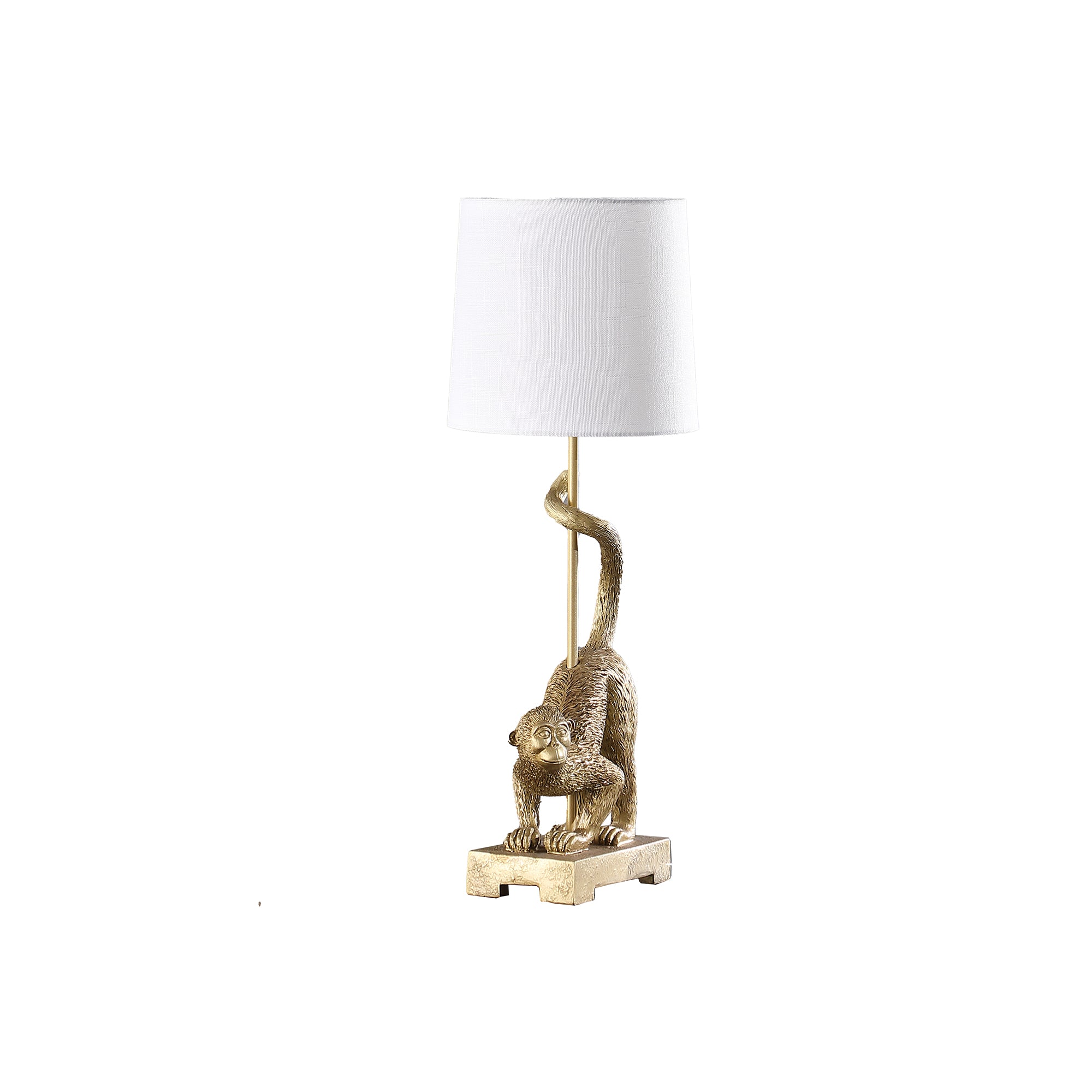 24" In Wildlife Old World Gold Capuchin Monkey Polyresin Table Lamp