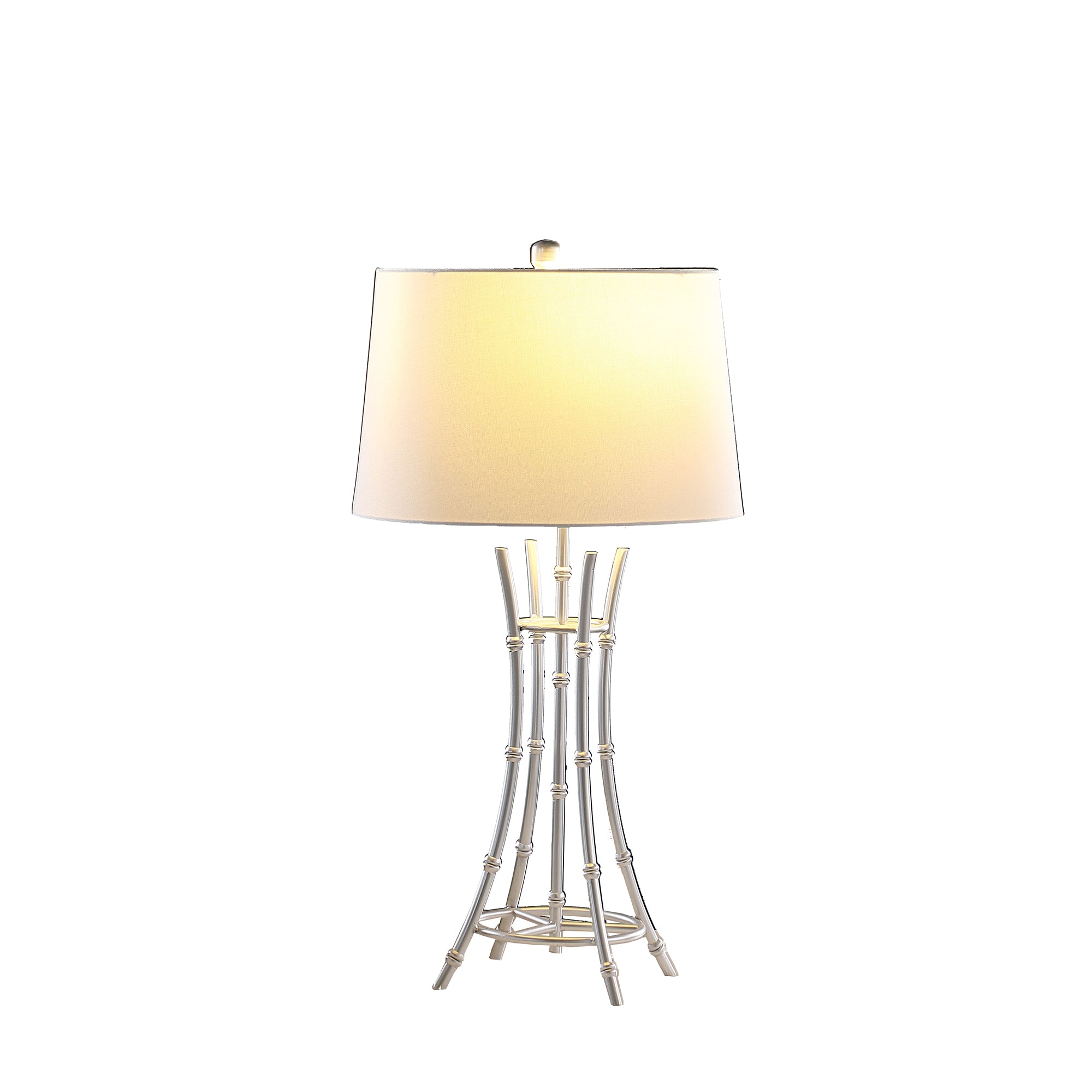 29.25" In Kiara Modern Satin Silver Bamboo Metal Table Lamp-zoom-2