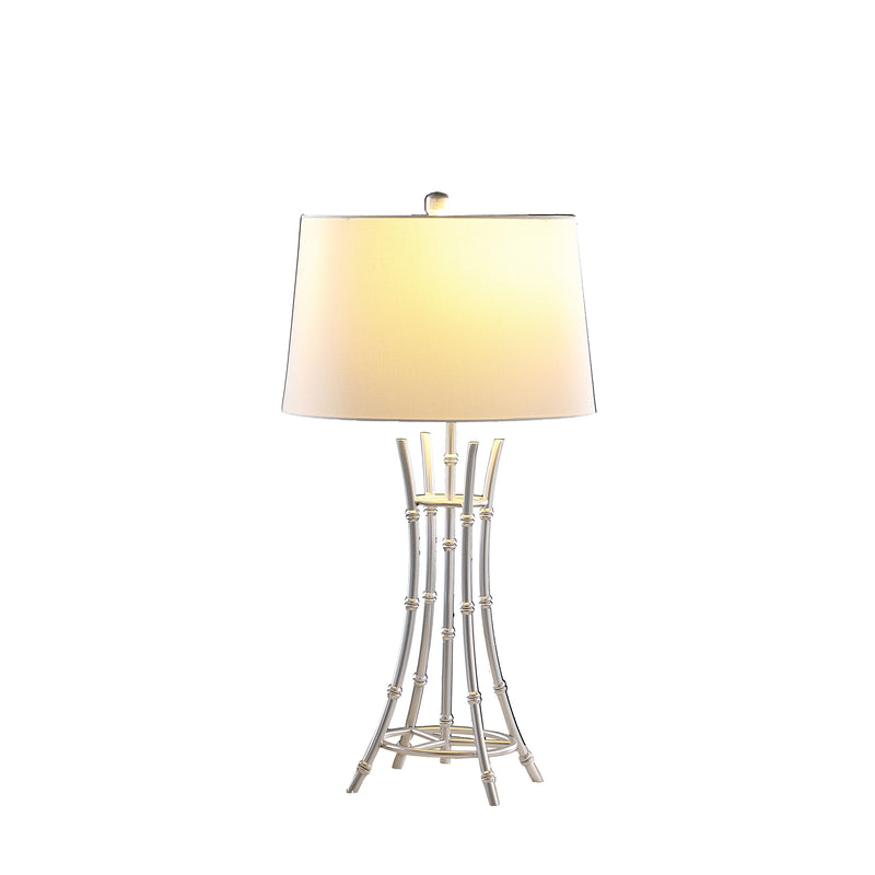 29.25" In Kiara Modern Satin Silver Bamboo Metal Table Lamp-zoom-