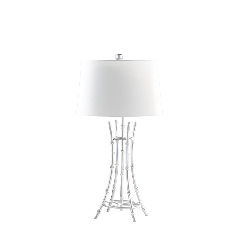29.25" In Kiara Modern Satin Silver Bamboo Metal Table Lamp-zoom-