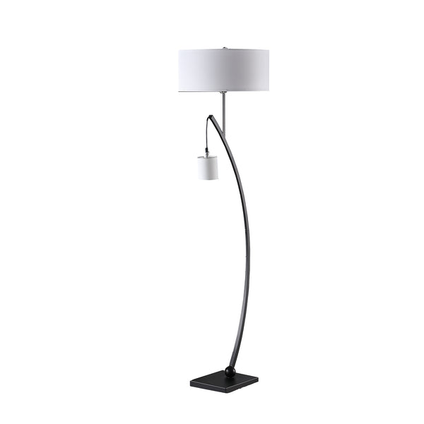 59 In Contemporary Dual Black Arc W/ Hanging Pendelum Lamp Metal Floor Lamp