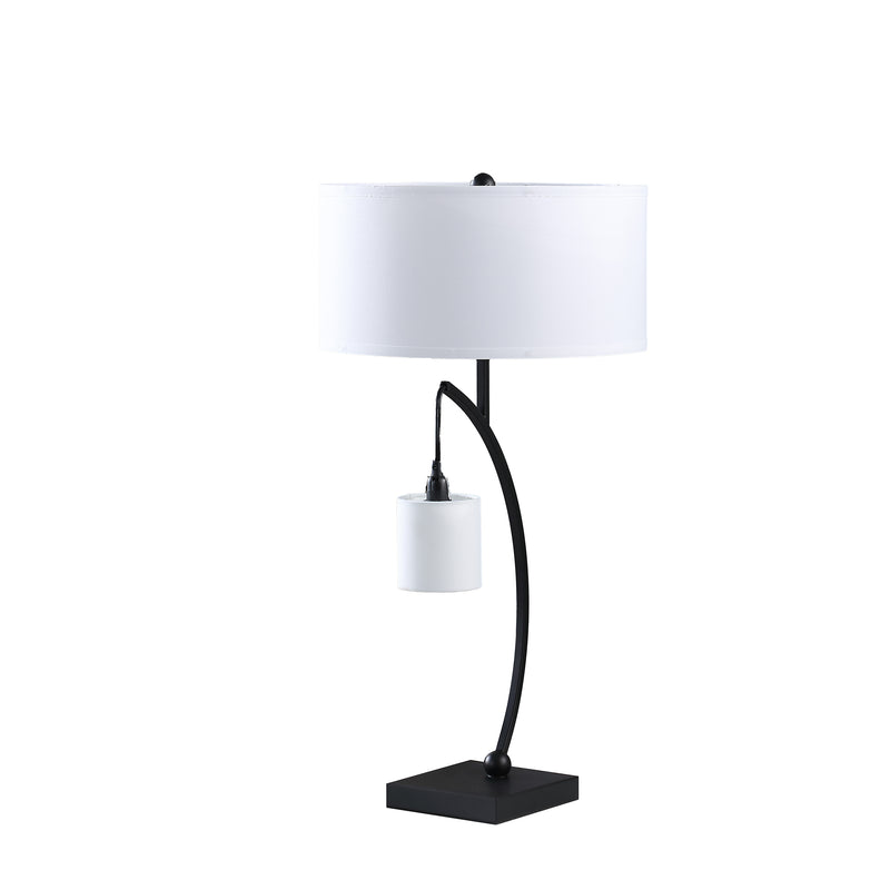 28.5" In Contemporary Dual Black Arc W/ Hanging Pendelum Lamp Metal Table Lamp-zoom-