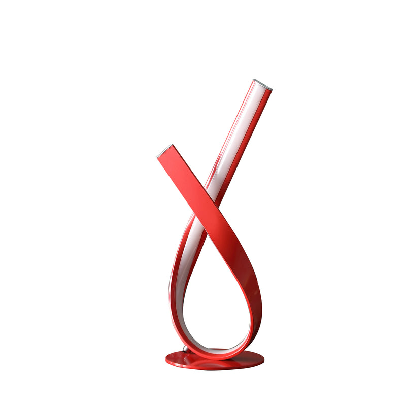 17" In Abstract Upright Ribbon Bow Led Red Metal Table Lamp-zoom-