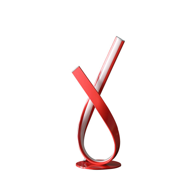 17 In Abstract Upright Ribbon Bow Led Red Metal Table Lamp