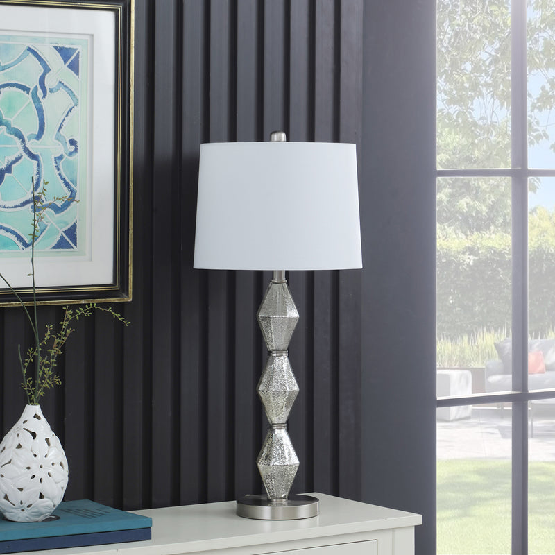 29.5" In Emil Moderne Geometric Glass Brushed Silver Table Lamp-zoom-