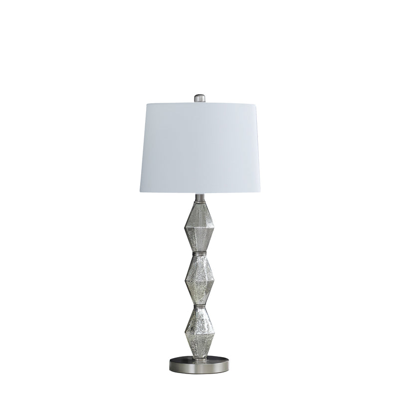 29.5" In Emil Moderne Geometric Glass Brushed Silver Table Lamp-zoom-