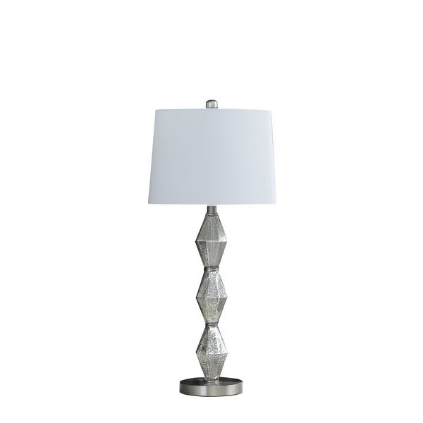 29.5 In Emil Moderne Geometric Glass Brushed Silver Table Lamp