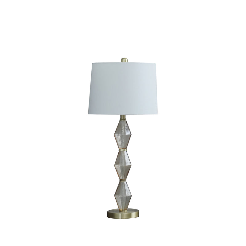 29.5" In Emil Moderne Geometric Light Amber Textured Glass Brushed Gold Table Lamp-zoom-