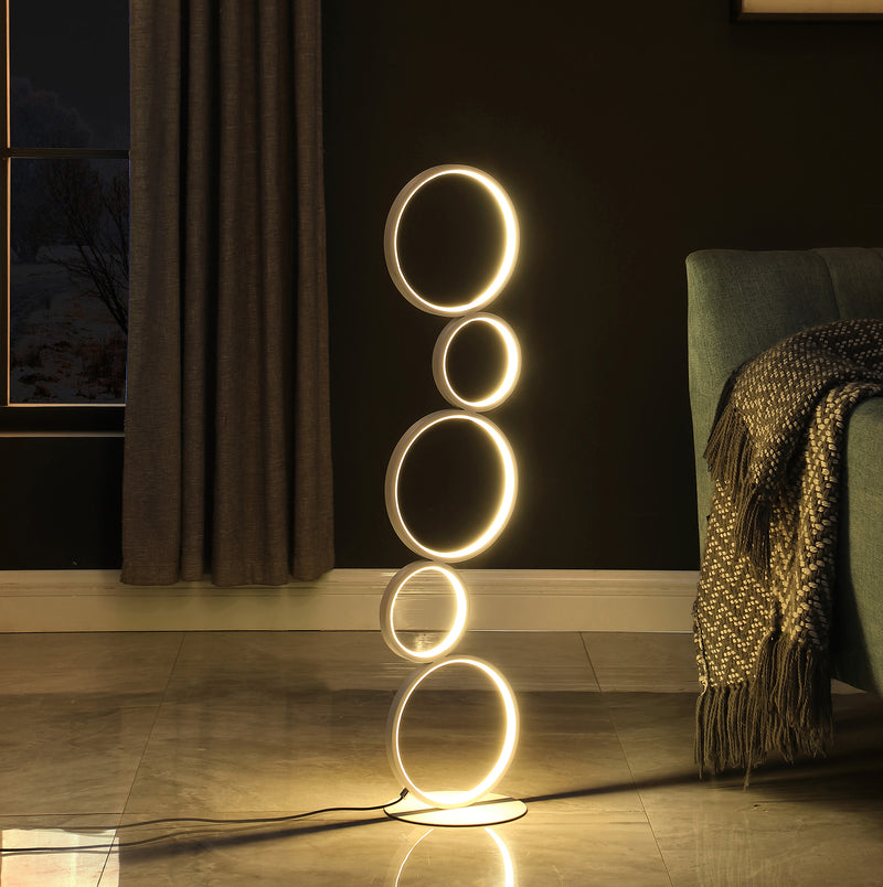 38.5" In Else Nordic 5-ring Shaped White Led Metal Table Lamp-zoom-