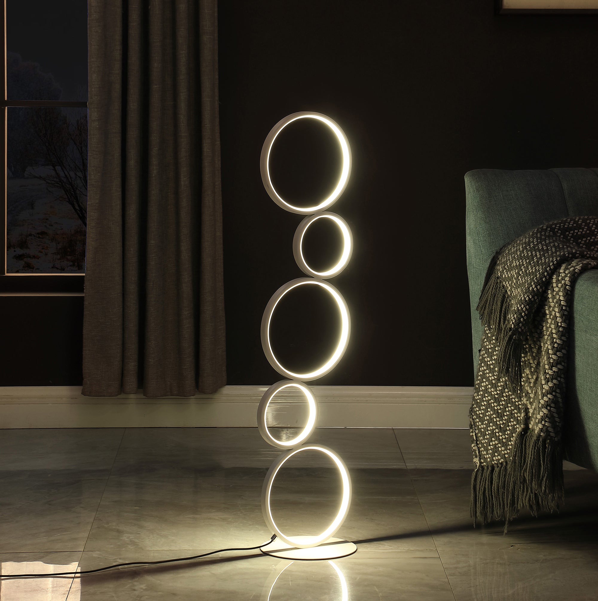 38.5" In Else Nordic 5-ring Shaped White Led Metal Table Lamp-zoom-7