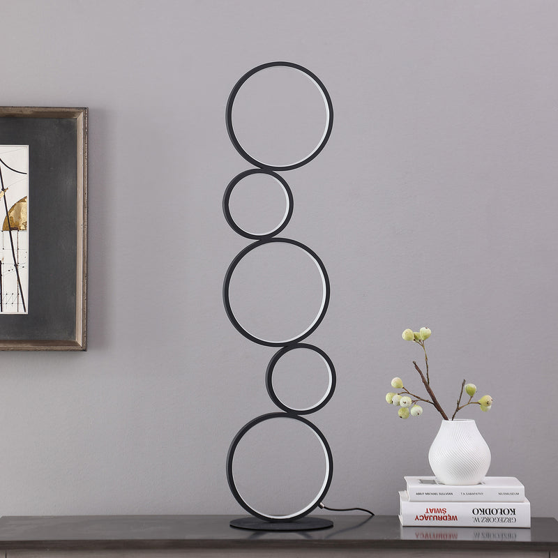 38.5" In Else Nordic 5-ring Shaped Matte Black Led Metal Table Lamp-zoom-