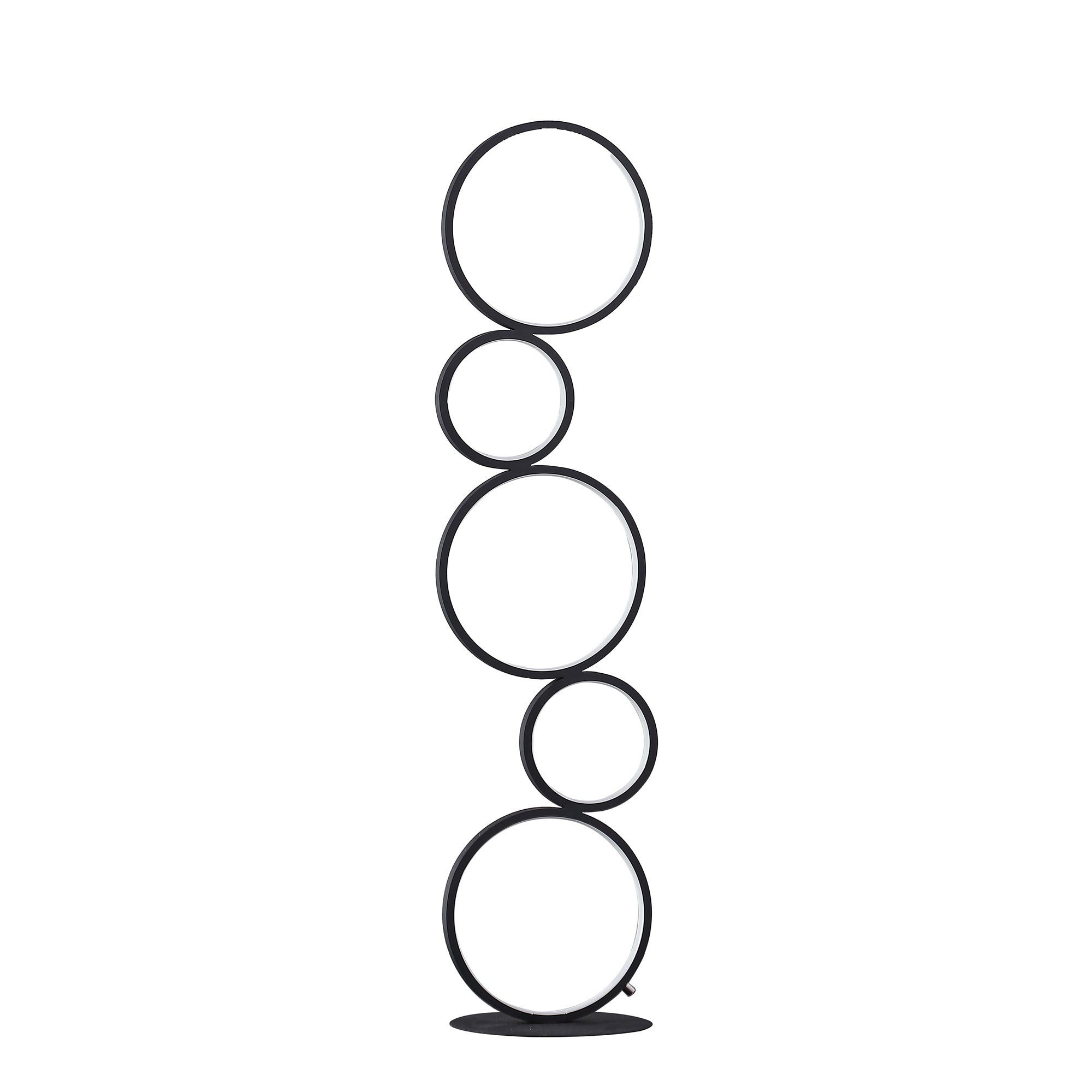 38.5" In Else Nordic 5-ring Shaped Matte Black Led Metal Table Lamp