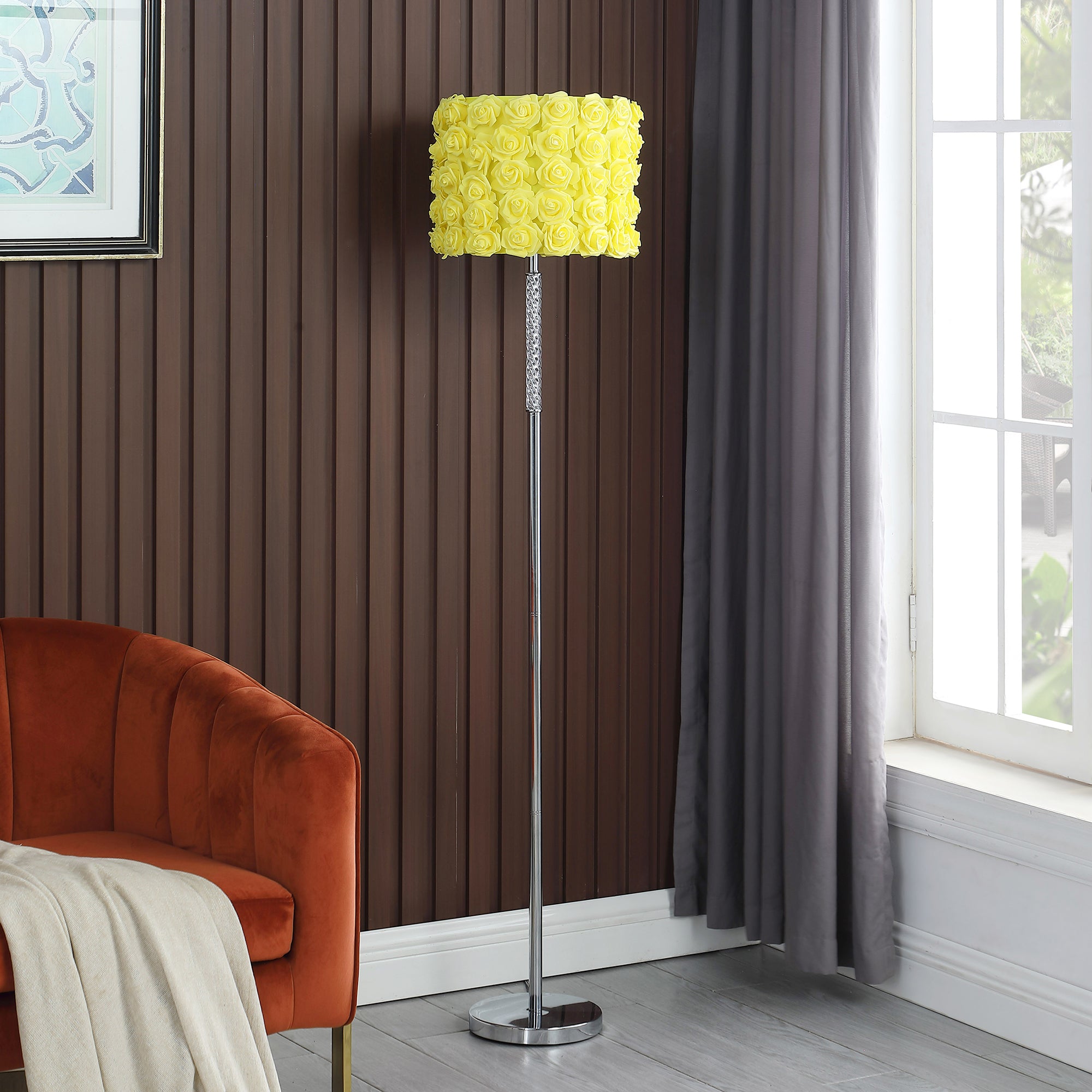 63"In Yellow Roses In Bloom Acrylic/metal Floor Lamp-zoom-3